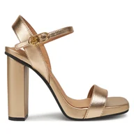 Sandały damskie - Sandały Tommy Hilfiger High Heel Golden Leather Sandal FW0FW08674 Złoty - miniaturka - grafika 1