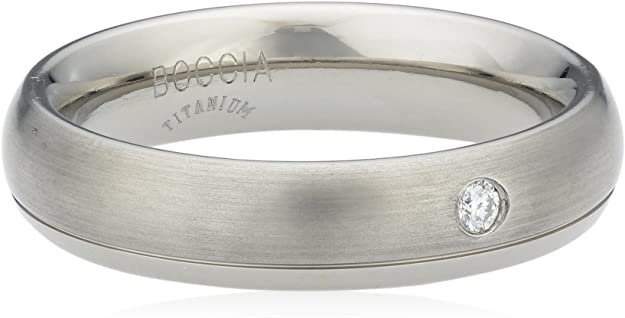 Pierścionek obrączka Ring Boccia Women Titanium Tapered Baguette White Diamond