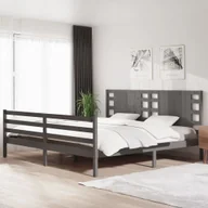 Łóżka - Łóżko z litego drewna sosna szara 200x200 cm - miniaturka - grafika 1