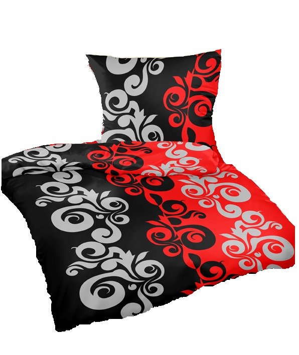 Pościel bawełniana 140x200 70x80 dziecięca studencka ornament 325red