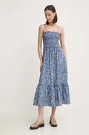 Sukienki - Pepe Jeans sukienka bawełniana MARIELA kolor niebieski midi rozkloszowana PL953582 - miniaturka - grafika 1