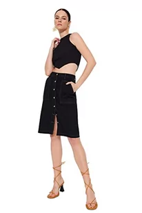 TRENDYOL Women's damska spódnica ołówkowa midi Shift Denim Rock Skirt, czarna, 34, Schwarz, 34 - Spódnice - miniaturka - grafika 1