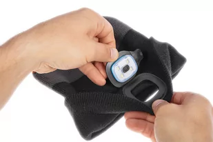 Czapka z latarką LED, czarno-szaro-pomarańczowa WARM - Czapki damskie - miniaturka - grafika 3