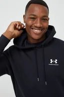 Bluzy męskie - Under Armour bluza męska kolor czarny z kapturem z aplikacją - miniaturka - grafika 1
