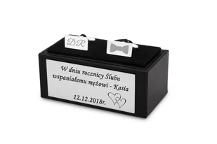 Srebrne Spinki Prostokąt Do Mankietów Grawer - Spinki do mankietów i krawatów - miniaturka - grafika 1