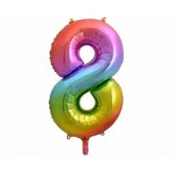 Balony i akcesoria - GoDan Balon foliowy cyfra 8 34" tęczowy HS-C34T8 - miniaturka - grafika 1