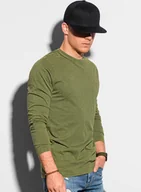 Koszulki męskie - Ombre Longsleeve męski bez nadruku L131 - oliwkowy XXL - miniaturka - grafika 1