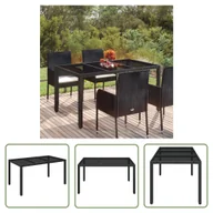 Stoły ogrodowe - The Living Store Stół ogrodowy ze szklanym blatem - czarny - 150x90x75cm rattan PE - Stół Ogrodowy - miniaturka - grafika 1