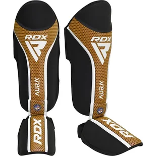 RDX Ochraniacze piszczeli Aura T-17 czarno-złote - Ochraniacze do sportów walki - miniaturka - grafika 1