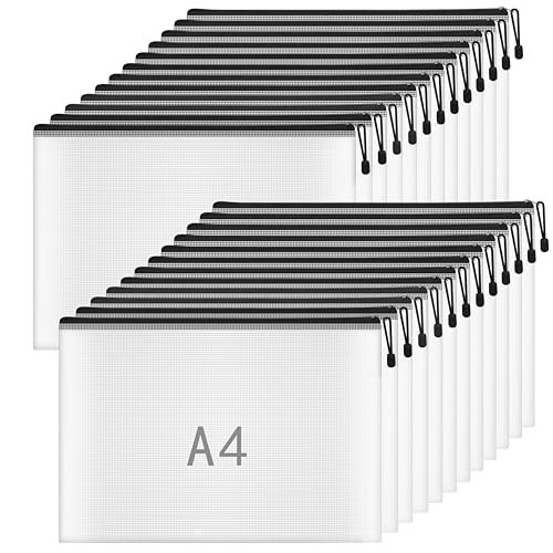 Plastikowe portfele A4 Portfele z zamkiem błyskawicznym Folder na zamek błyskawiczny Torba na zamek A4 Foldery Portfel na dokumenty (czarny, 24 szt.)