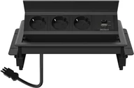 Listwy zasilające - DELTACO flush-mounted power panel, pop-up, 3 sockets, 1x21W A+C USB charger, GST18 connection 1902250 - miniaturka - grafika 1