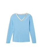 Koszulki i topy damskie - TOM TAILOR Damska koszulka z długim rękawem, 15592 – Clear Light Blue, 3XL - miniaturka - grafika 1