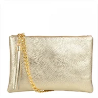 Torebki damskie - Skórzana złota kopertówka wizytowa - miniaturka - grafika 1