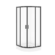 Kabiny prysznicowe - Cersanit Zestaw kabina prysznicowa z brodzikiem  Arteco 90x90x190 cm półokrągła czarna brodzik Tako 16 cm S913-026 - miniaturka - grafika 1