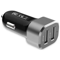 Ładowarki samochodowe - Crong Crong Power Car Charger 24W Ładowarka samochodowa 2xUSB 2.4A aluminium) 10_15042 - miniaturka - grafika 1