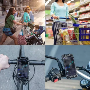 Uchwyt rowerowy silikonowy RockBros LF436BK na rower motocykl hulajnogę na kierownicę do telefonu Czarny - Akcesoria rowerowe - miniaturka - grafika 7