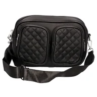 Torebki damskie - Torebka Damska Elegancka pikowana z kieszonkami czarna - miniaturka - grafika 1