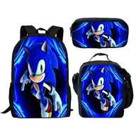Plecaki - Tornister Sonic trzyczęściowy zestaw tornister podstawowy tornister anime kreskówka plecak męski i damski 1 -NMAOV - miniaturka - grafika 1