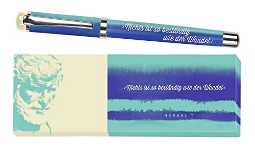 moses. libri_x pióro kulkowe Heraklit, długopis z metalu z niebieskim wkładem, z nadrukiem cytatu Heraklita z Efezu, w pięknym pudełku