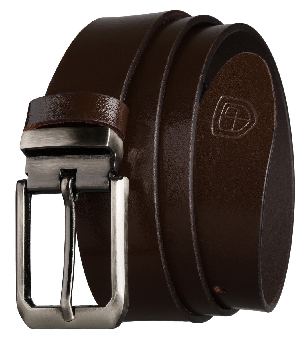 Pasek męski skórzany klasyczny do spodni garnituru ze skóry naturalnej elegancki Peterson brązowy 110