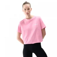 Koszulki sportowe damskie - Damski t-shirt z nadrukiem Guess Skylar - różowy - GUESS - miniaturka - grafika 1
