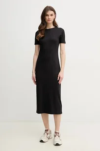 Calvin Klein sukienka bawełniana kolor czarny midi dopasowana K20K208299 - Sukienki - miniaturka - grafika 1
