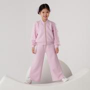 Spodnie i spodenki dla dziewczynek - Cool Club, Spodnie dresowe dziewczęce, wide, różowe - miniaturka - grafika 1