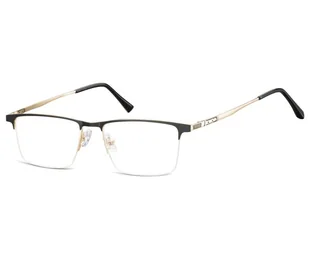 Okulary zerówki korekcyjne Prostokątne Żyłkowe 908 czarno-złote - Okulary korekcyjne, oprawki, szkła - miniaturka - grafika 1