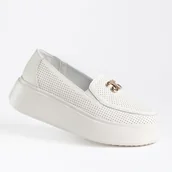 Mokasyny damskie - Mokasyny damskie skóra GOODIN GD-FT-121 beż ażurek platforma lekkie 41 - miniaturka - grafika 1