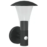 Lampy ogrodowe - vidaXL Kinkiet zewnętrzny z czujnikiem ruchu, czarny, stal nierdzewna - miniaturka - grafika 1