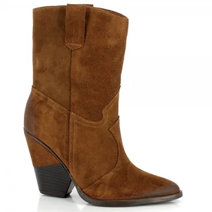 Rude zamszowe kowbojki na obcasie CARINII - Carinii - Botki damskie - miniaturka - grafika 1