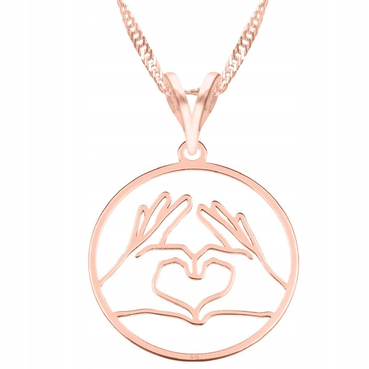 Naszyjnik Pozłacany z Sercem Serce w Dłoni Serduszko Heart Love SREBRO 925