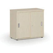 Szafy biurowe - Szafa biurowa z drzwiami przesuwnymi PRIMO WOOD, 740 x 800 x 420 mm, brzoza - miniaturka - grafika 1