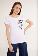 Koszulki i topy damskie - T-shirt z haftowanym wzorem - Monnari - miniaturka - grafika 1