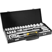 Akcesoria do elektronarzędzi - TOPEX grupa Klucze nasadowe 1/2cala metalowa walizka zestaw 25 elementów 38D850 38D850 - miniaturka - grafika 1