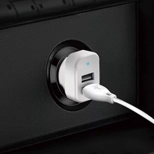 Dudao zestaw samochodowa ładowarka 2x USB 2.4A + kabel przewód USB 3w1 Lightning / Typ C / micro USB biały (R7 white) - Ładowarki do telefonów - miniaturka - grafika 4