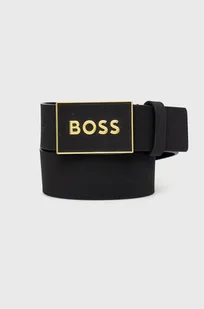 BOSS pasek skórzany męski kolor czarny - - Paski - miniaturka - grafika 1