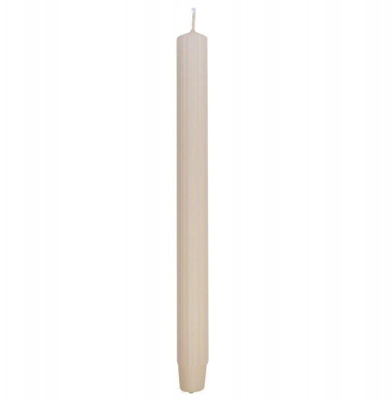 Świeca stołowa długa ryflowana DONAU HOME, 25x300 mm, 4 szt., kremowa