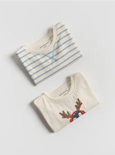 Reserved - Bawełniany longsleeve 2 pack - kremowy - Bluzki dla niemowląt - miniaturka - grafika 1