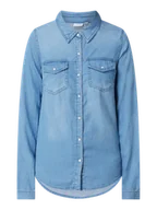 Bluzki damskie - Bluzka z tkaniny stylizowanej na denim model ‘Bista’ - miniaturka - grafika 1