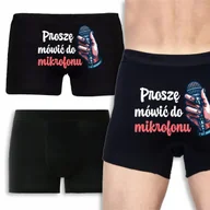 Majtki damskie - BOKSERKI CZARNE Prezent Walentynki Rocznicę PROSZĘ MÓWIĆ DO MIKROFONU XXL - miniaturka - grafika 1