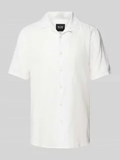 Koszule męskie - Koszula lniana o kroju slim fit z rękawem o dł. 1/2 model ‘CAIDEN’ - grafika 1