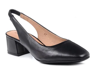 Czółenka damskie na obcasie czarne skórzane bez pięty Caprice 29500-36 - Czółenka - miniaturka - grafika 1