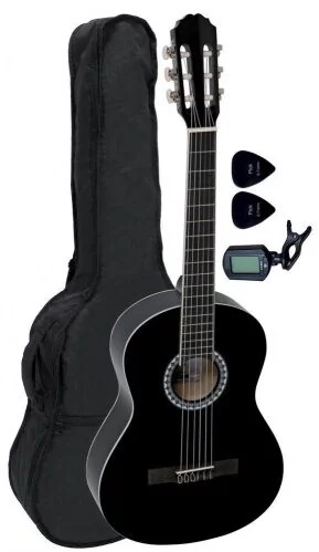 Gewa pure GEWApure Basic gitara koncertowa zestaw 3/4, kolor czarny, z torbą, klipsem i 2 kostkami PS510176