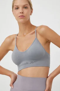 Reebok biustonosz sportowy kolor szary wzorzysty - Bielizna sportowa damska - miniaturka - grafika 1