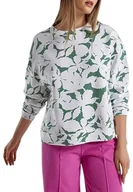 Bluzy damskie - United Colors of Benetton Damska bluza z oczkami G/C M/L 3swhd103n bez kaptura, zielona wzór kwiatowy 71 m, L, Zielony wzór kwiatowy 71 M, L - miniaturka - grafika 1