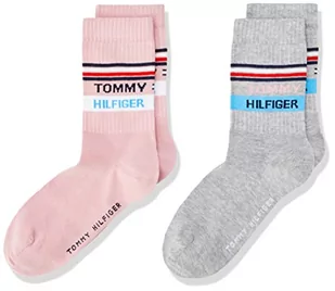Tommy Hilfiger Unisex Classic Sock dziecięce skarpety (4 sztuki), jasnoszary melanż/różowy, 27-30 - Skarpetki damskie - miniaturka - grafika 1