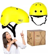 Ochraniacze - Kask Rowerowy Żółty Rozmiar M 55-58 Dla Dorosłych Nils Zestaw Ochraniacze - miniaturka - grafika 1