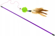 Zabawki dla kotów - WĘDKA DLA KOTA ZABAWKA NA GUMCE Z PIÓRAMI DŁUGA - miniaturka - grafika 1