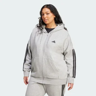 Bluza Essentials 3-Stripes Full-Zip Fleece Hoodie (Plus Size) - Bluzy sportowe damskie - miniaturka - grafika 1